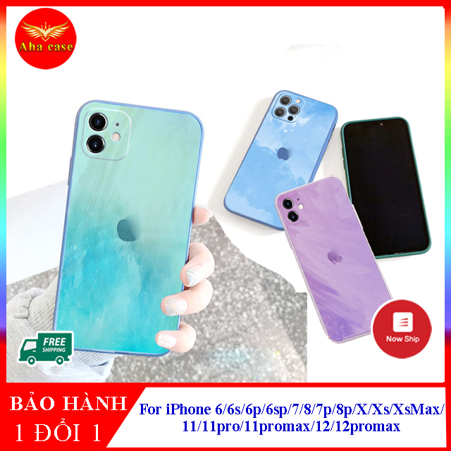 Ốp iphone - Ốp lưng iphone Loang cạnh vuông dành cho ip 6/6s/6plus/6s plus/7/8/7plus/8plus/x/xs/xsmax/11/11pro/11promax/12/12 pro max