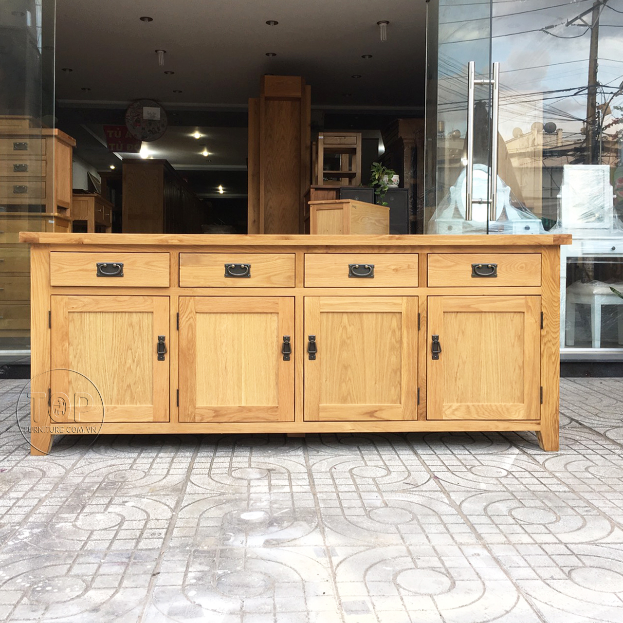 [HCM]Tủ bếp gỗ sồi 4 cánh 4 ngăn kéo 2m SP-859