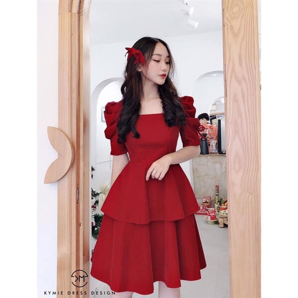 Đầm Nữ Ôm Eo 2 Tâng Cổ Điển Thanh Lịch Phong Cách Tinh Tế Thời Trang HARI