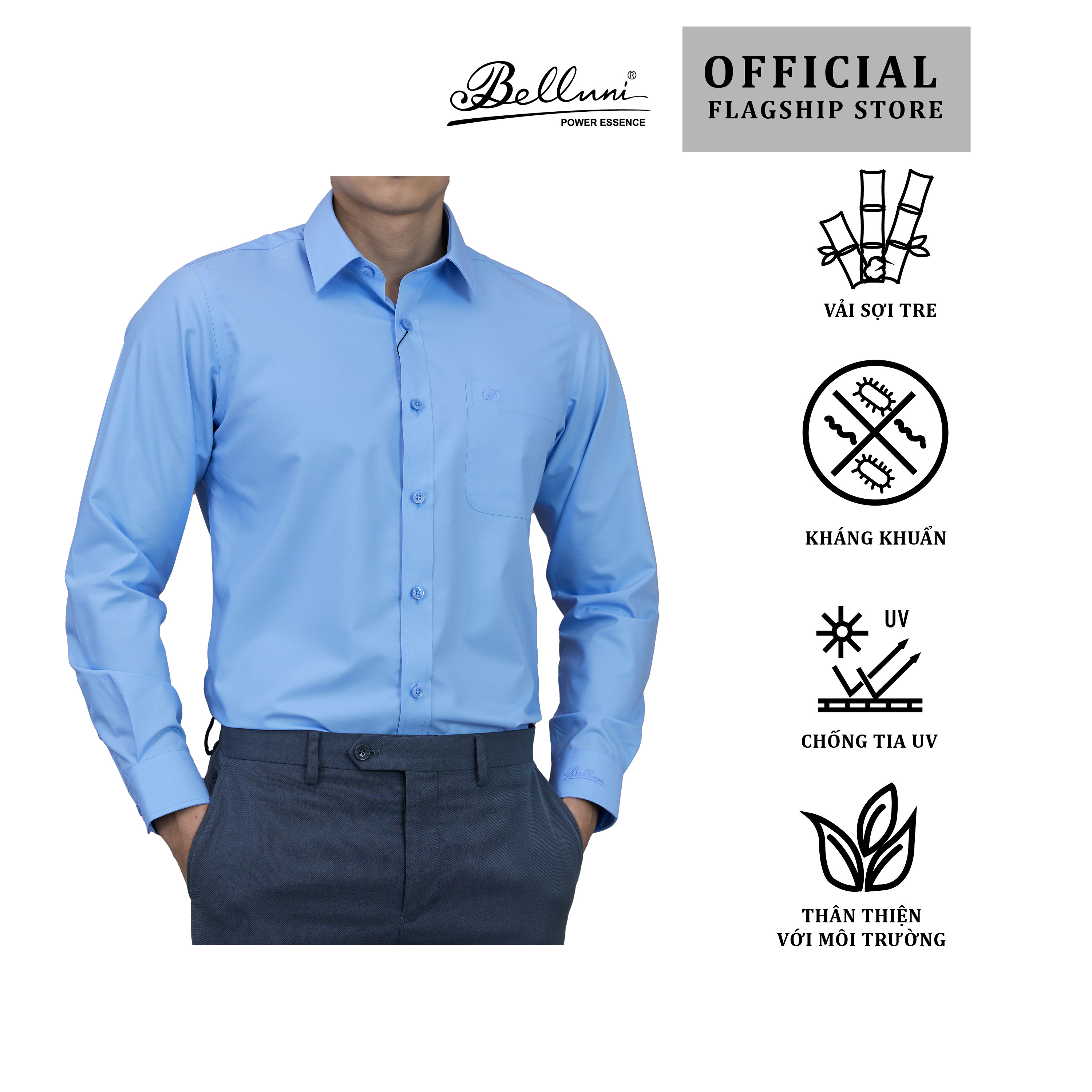  Áo sơ mi nam dài tay cao cấp BELLUNI vải sợi tre - ABD.BP.BE.194.B5 