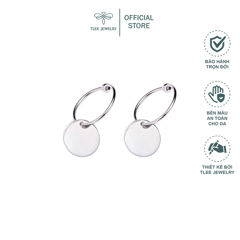 Khuyên tai bạc nữ TLEE tròn trơn mix charm tròn dáng lạ TleeJewelry B0143