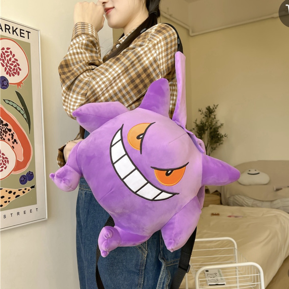 Balo Gấu Nhồi Bông Pokemon Ma Quái Gengar Tím