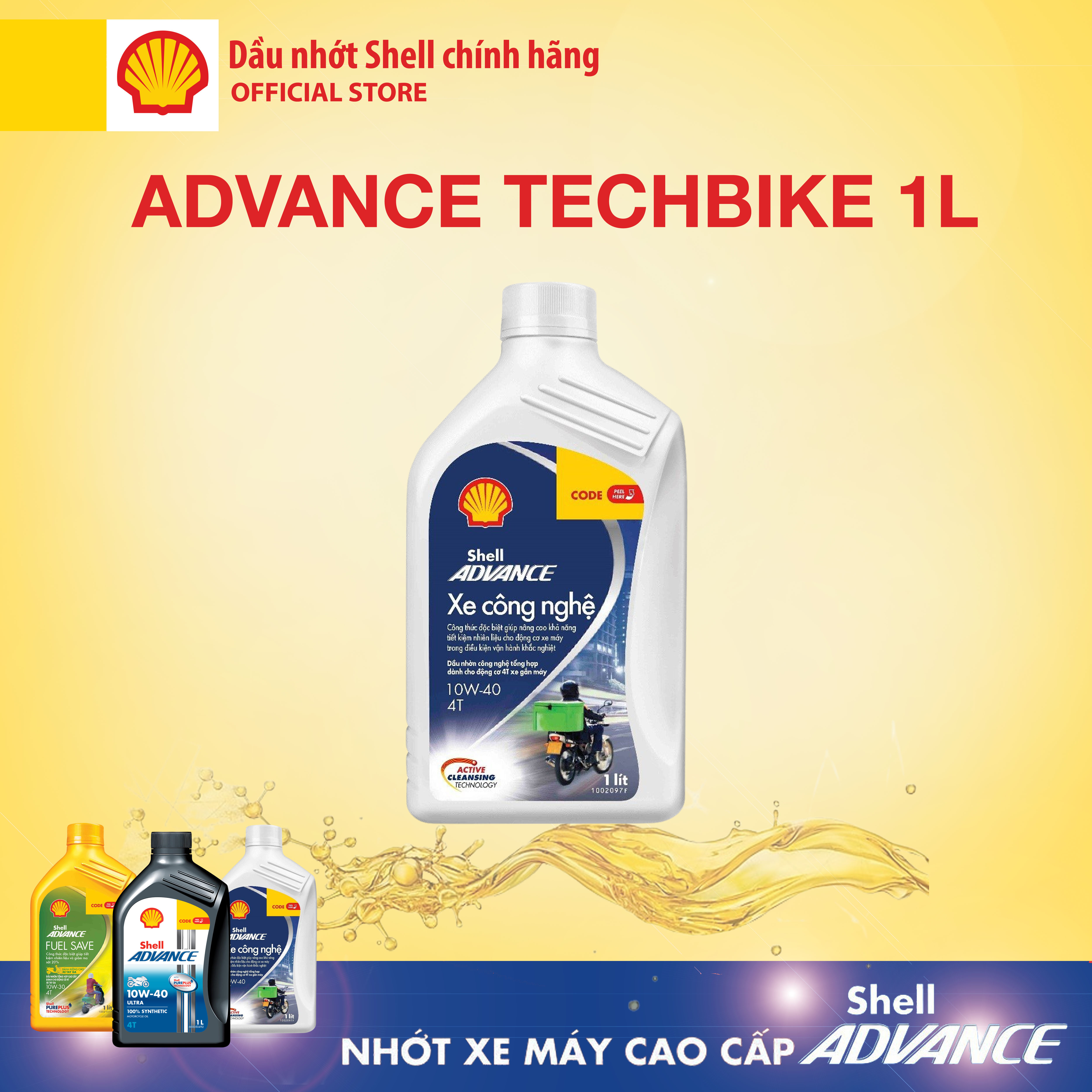 [Xe số 1L] Dầu nhớt 4T Shell Advance TECHBIKE xe công nghệ SL 10W40 1L