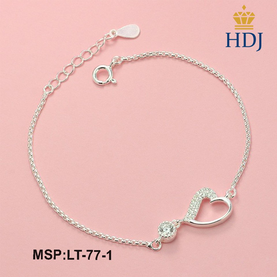 Lắc tay nữ bạc hình trái tim đính đá đẹp trang sức cao cấp HDJ mã LT-77-1