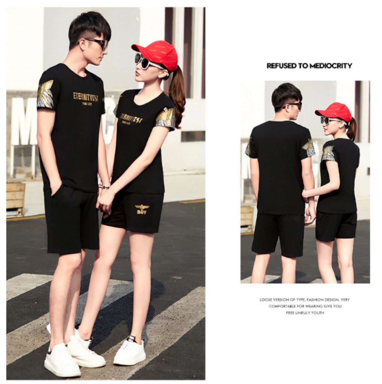 [HCM]ĐỒ BỘ CẶP THỂ THAO NAM NỮ DẠO PHỐ TẬP GYM CAO CẤP YUMEE FASHION