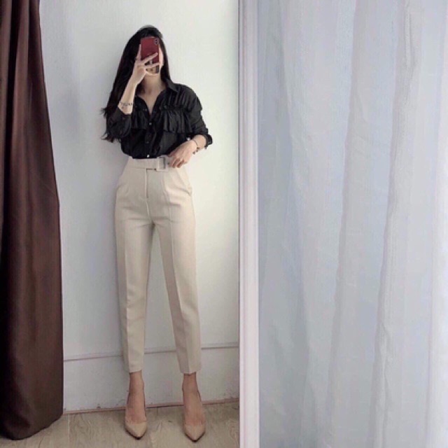 [25-27/4 Hoàn tiền 15%]Quần Baggy Công Sở Nữ Kèm Đai Bọc Siêu Hot