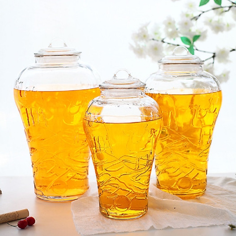 Bình thủy tinh cao cấp ngâm rượu không vòi họa tiết lạc đà