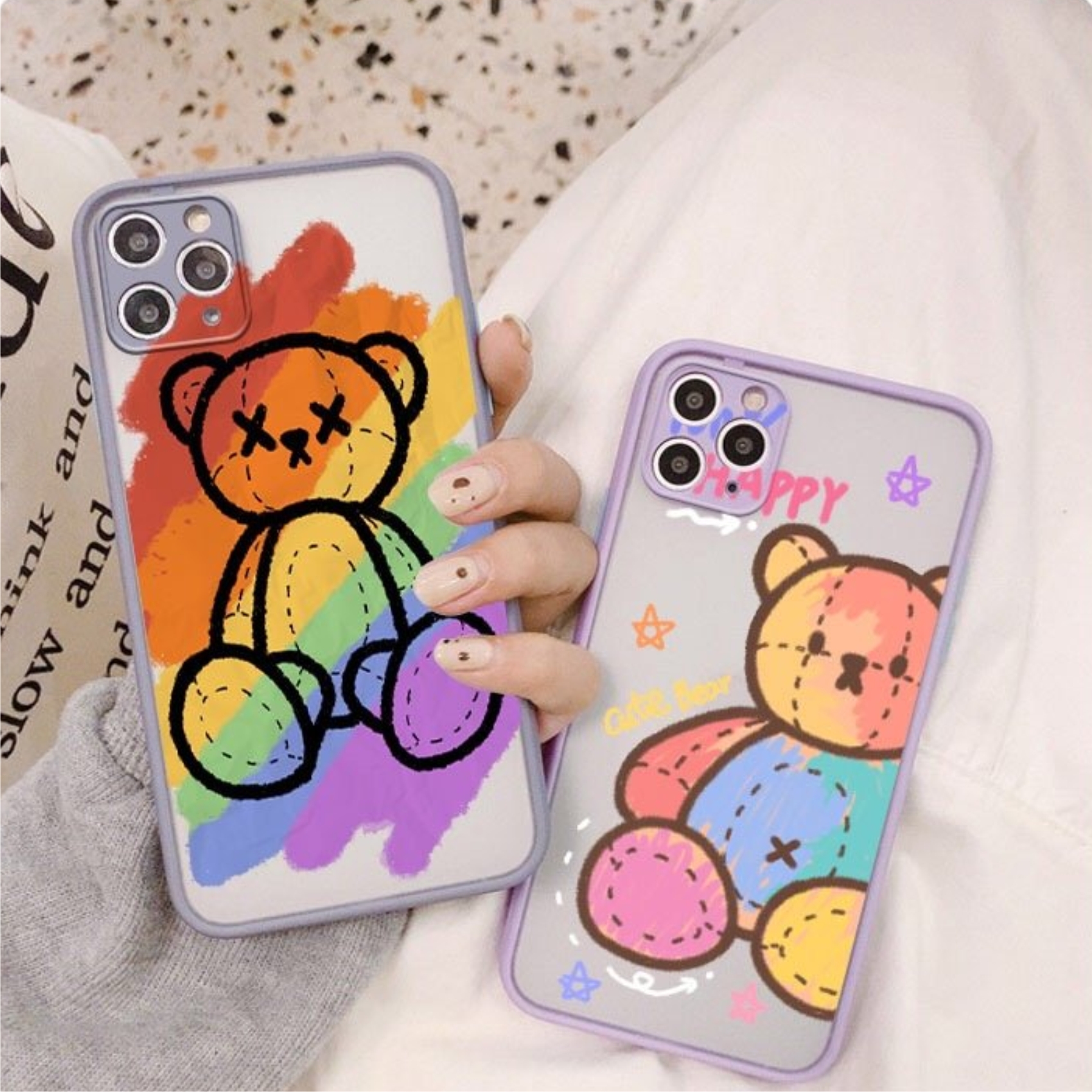 Ốp Lưng Nhám Chống Sock Va Đập Bảo Vệ Camera Teddy Bear