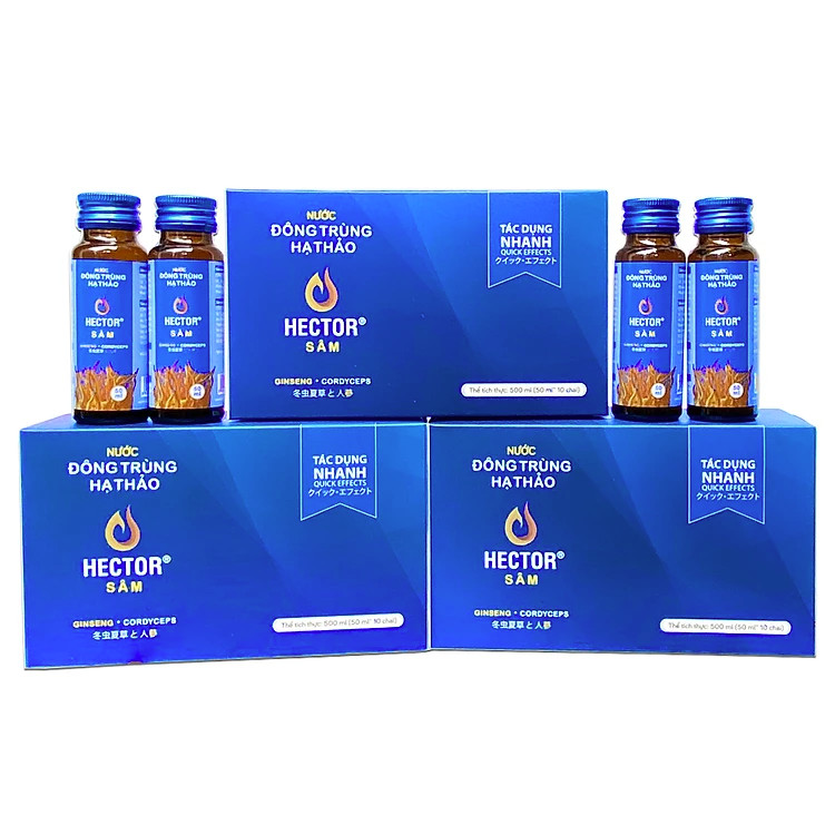 Combo 3 hộp Nước đông trùng hạ thảo Hector sâm 30 chai hector cordyceps ginseng