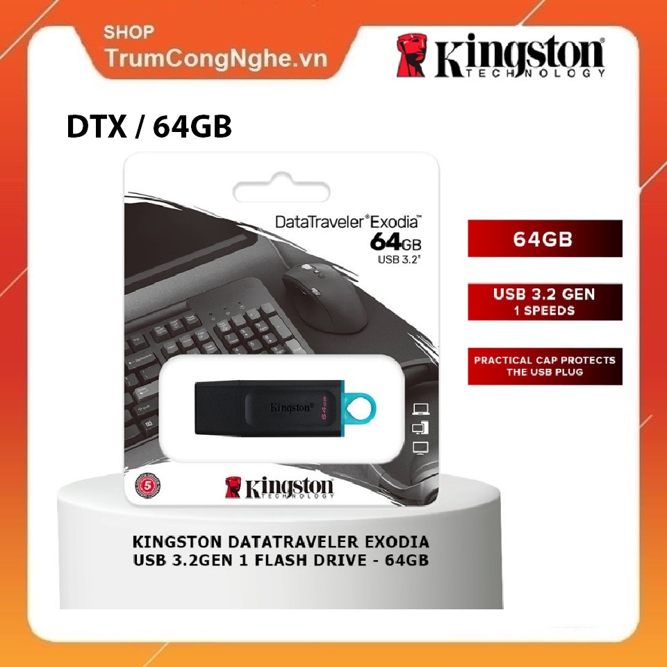 Usb 64gb kingston data traveler 3.2 gen 1 exodia 64gb dtx