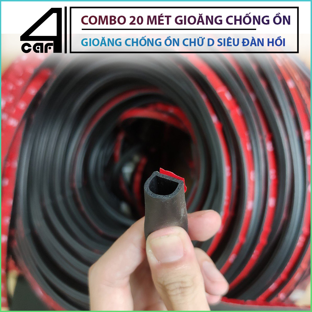 [ Tặng keo 3M] Combo 20 mét gioăng chống ồn chữ D cho xe ô tô, Ron chống ồn cho xe hơi xe ô tô,  gioăng chữ D chống ồn chống bụi chống va đập, Ron chống ồn đủ kích cỡ các loại xe