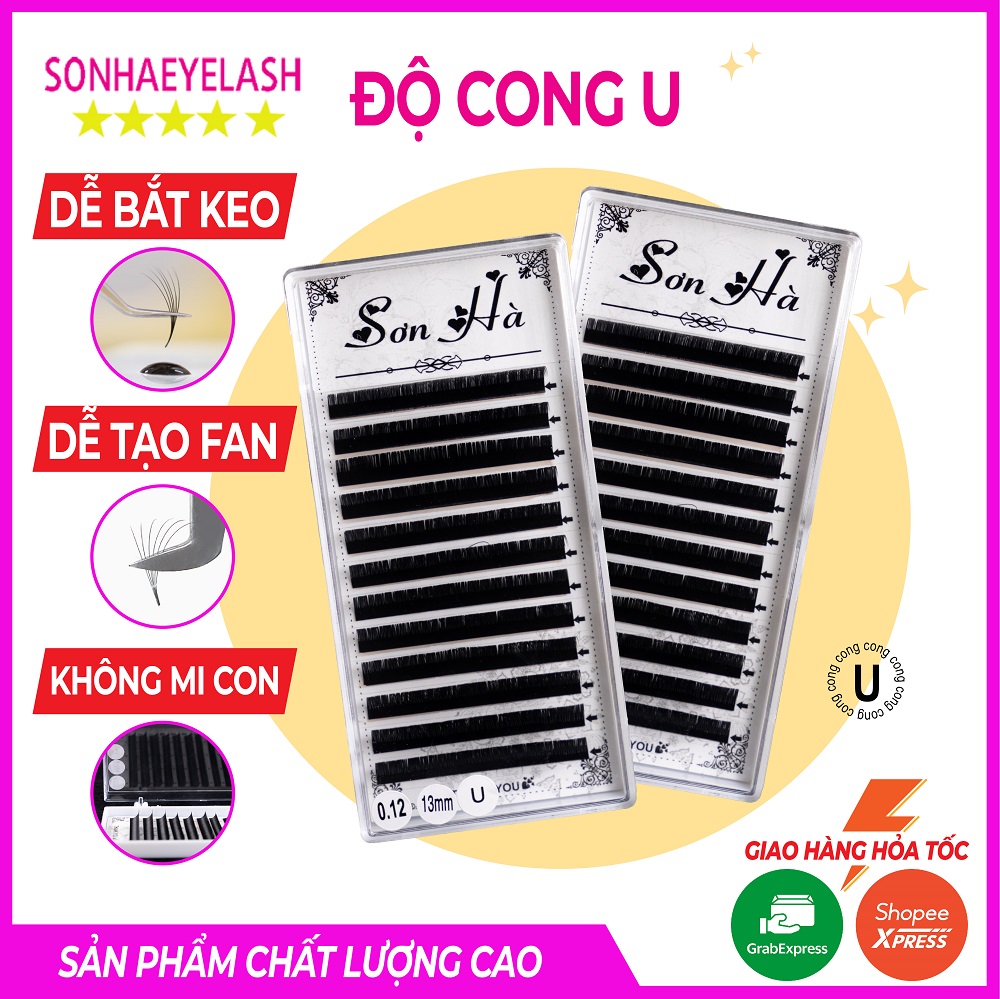 Mi khay độ cong U, chất mi silk hàn, mi mềm dễ bắt keo, dùng để nối mi volume, classic, Sơn Hà Eyelash chuyên sỉ lẻ dụng cụ mi
