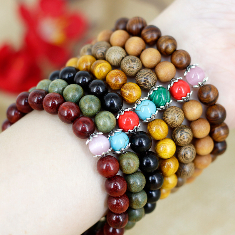 Vòng đeo tay gỗ danh mộc charm đá phong thuỷ