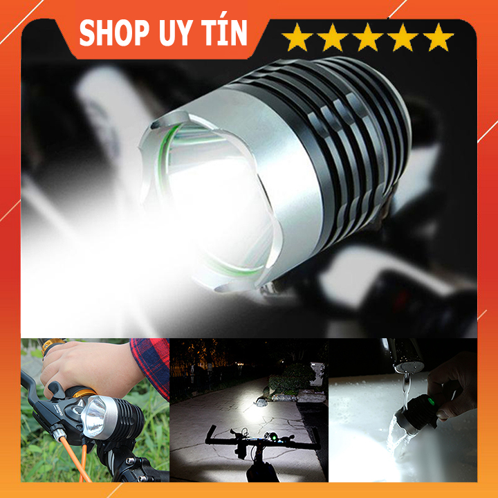 Đèn led pha 3 chế độ siêu sáng nhỏ gọn tiện dụng , chống nước cho xe đạp