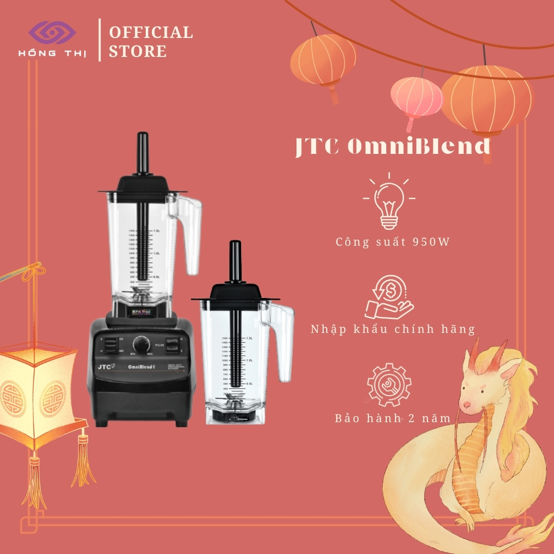 Combo Máy xay sinh tố công nghiệp JTC OmniBlend I TM 767A 1200W và Cối rời (1 thân máy + 2 cối) - Chính hãng