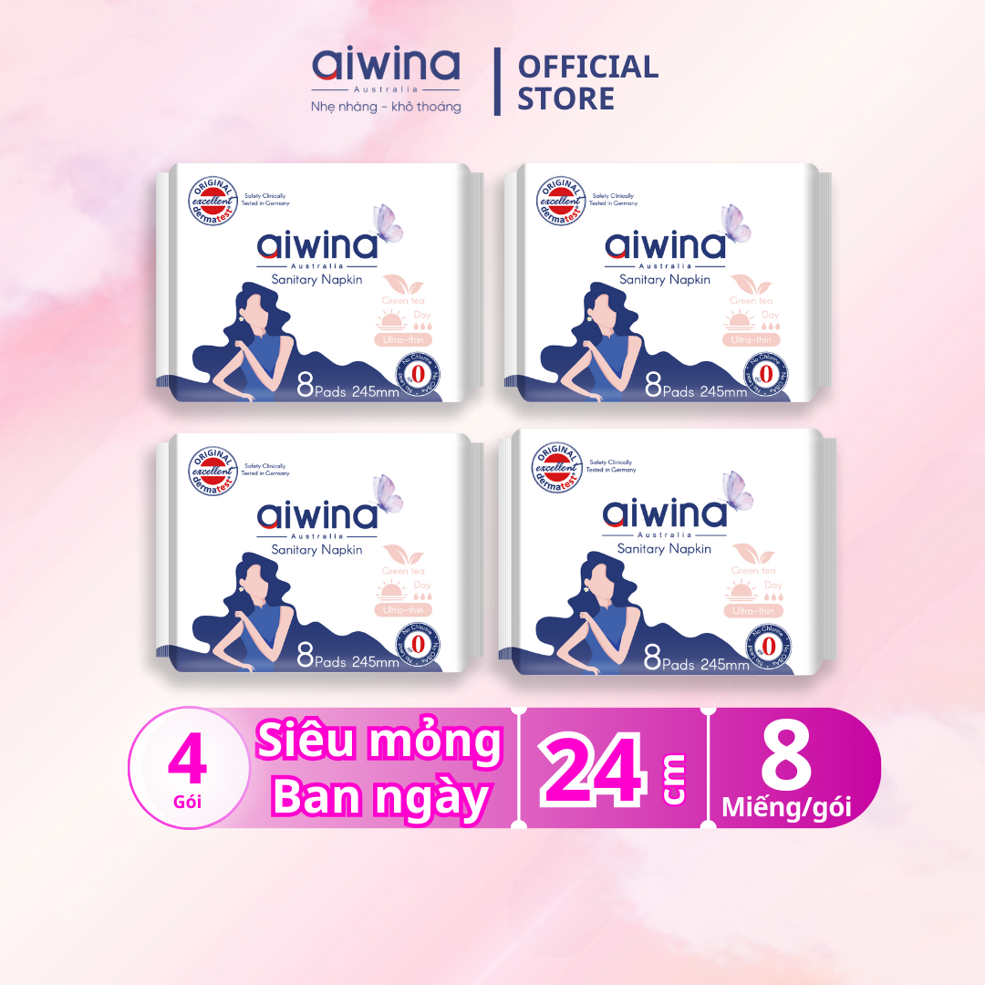 Aiwina 4-Pack sanitary napkins 24cm daytime running ultra thin pack 8 PCs