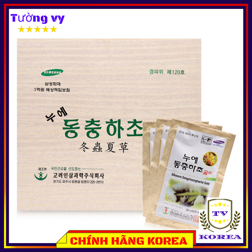 Đông trùng hạ thảo hộp gỗ bio, nước đông trùng hạ thảo 60 gói hàn quốc, chavykorea