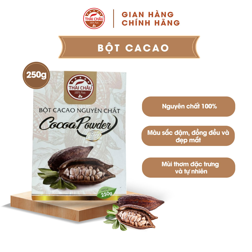 Bột Cacao THÁI CHÂU nguyên chất 100% thơm ngon đậm vị loại 1 250g - 500g