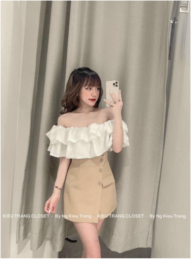 ÁO KIỂU CROPTOP NỮ TRỄ VAI BÈO 3 TẦNG TIỂU THƯ STYLE DỄ THƯƠNG 🎀 AK0012 | bear.story