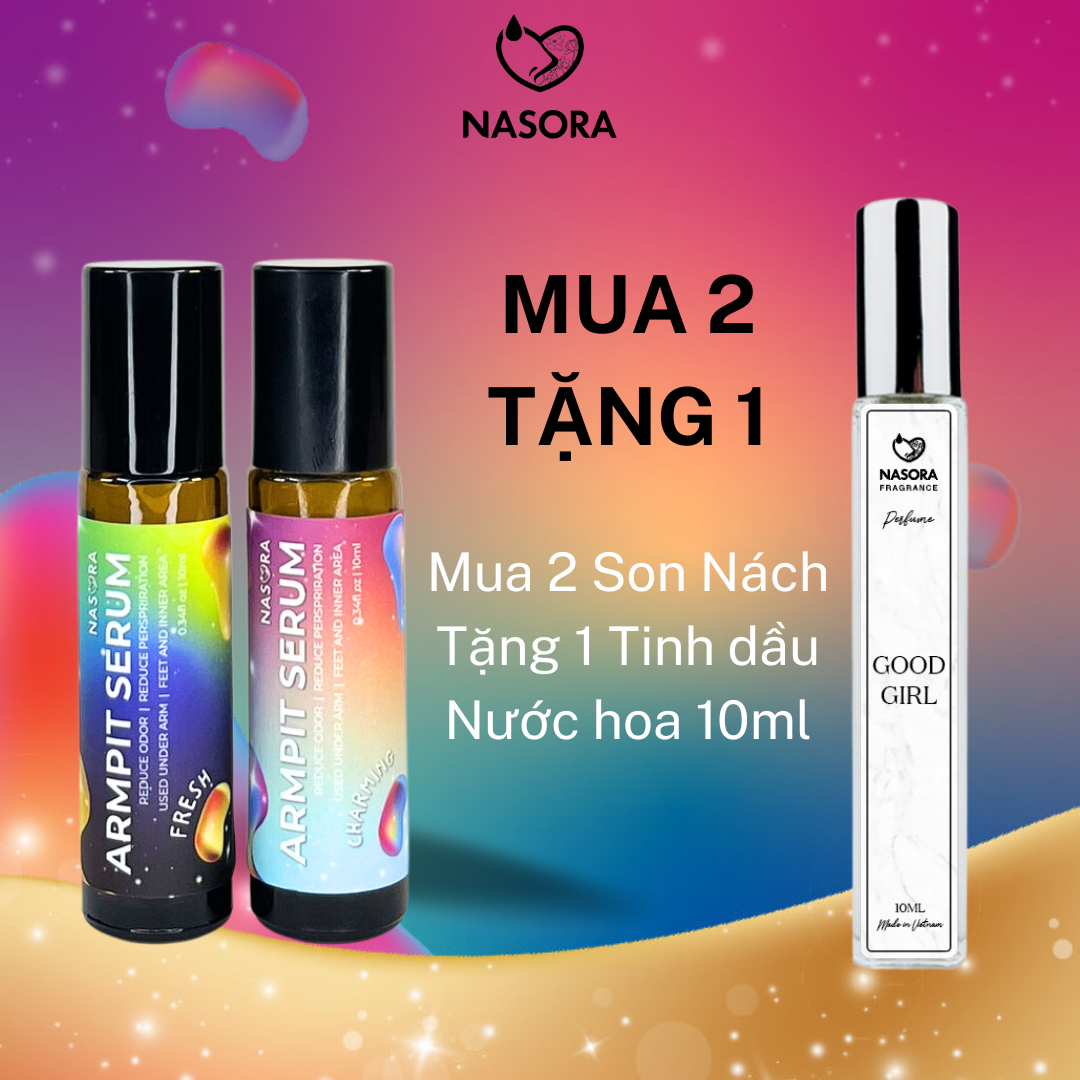 Son kem lăn khử mùi nasora armpit serum khử mùi hôi nách hôi chân, giảm thâm, làm trắng nách, nguồn gốc thiên nhiên