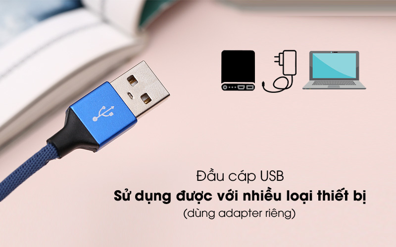 Cáp sạc iphone Lightning 1m eValu LTL-04 Xanh Navi