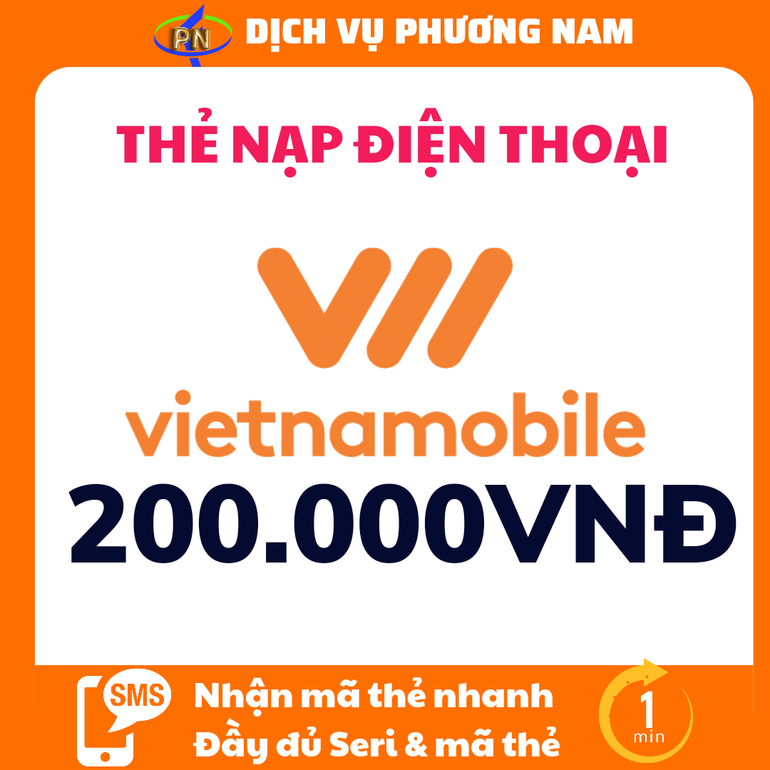 Thẻ vietnamobile 200k & phí chuyển - nhận mã cực nhanh qua sms