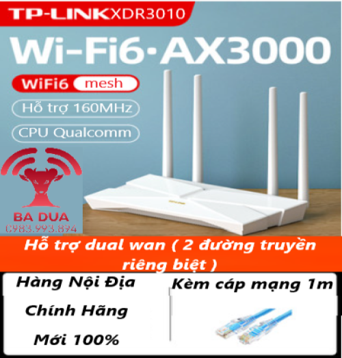Bộ phát wifi mesh wifi 6 dual wan gigabit tplink tp-link xdr3010 ax3000