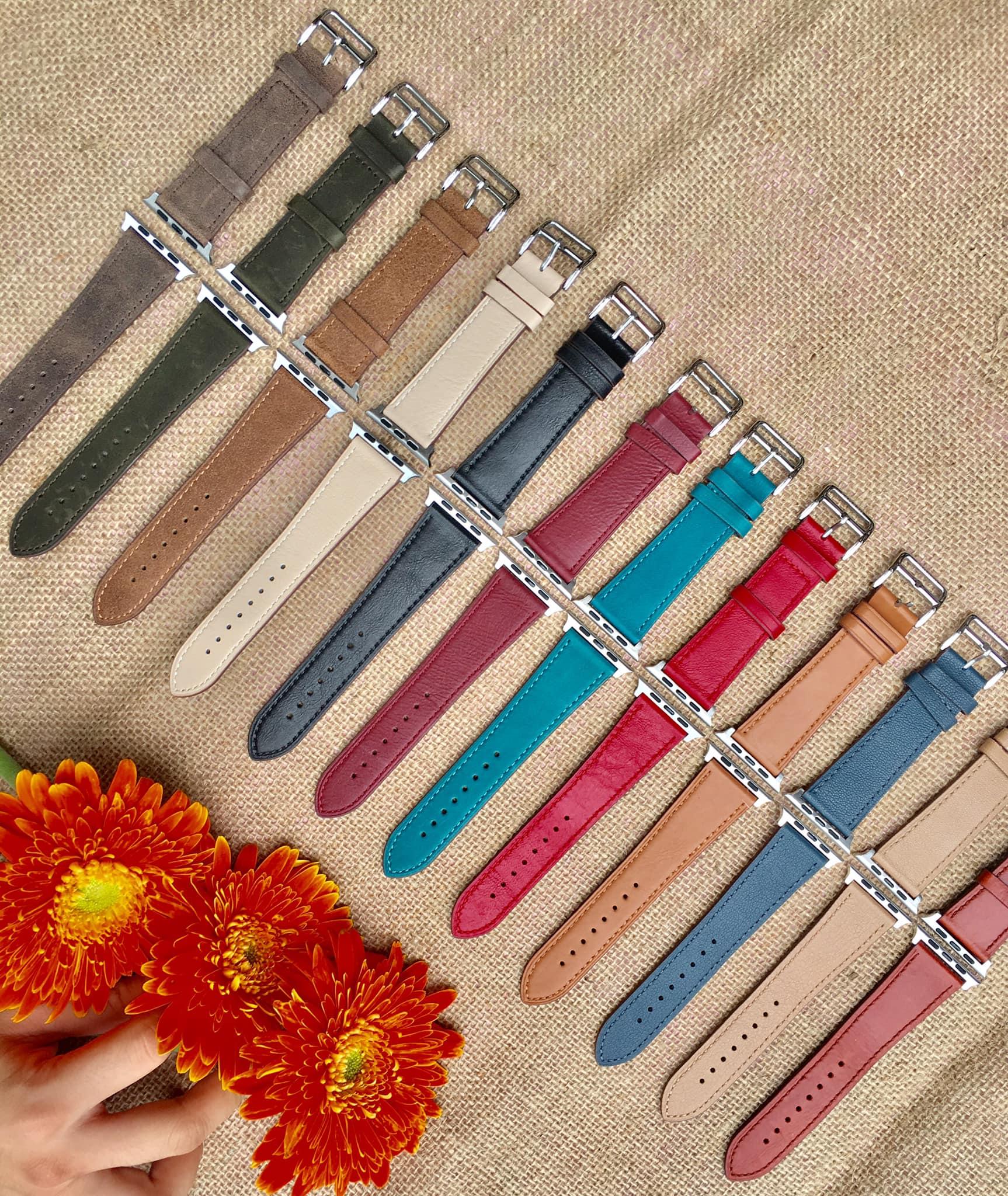 Dây da Đồng hồ thông minh 12 màu xuất sắc, mỏng, mềm, nhẹ, đủ size