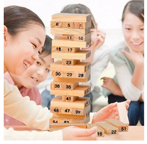 Trò chơi rút gỗ 54 thanh X-1, Đồ chơi rút gỗ 54 thanh kèm 4 viên xúc xắc