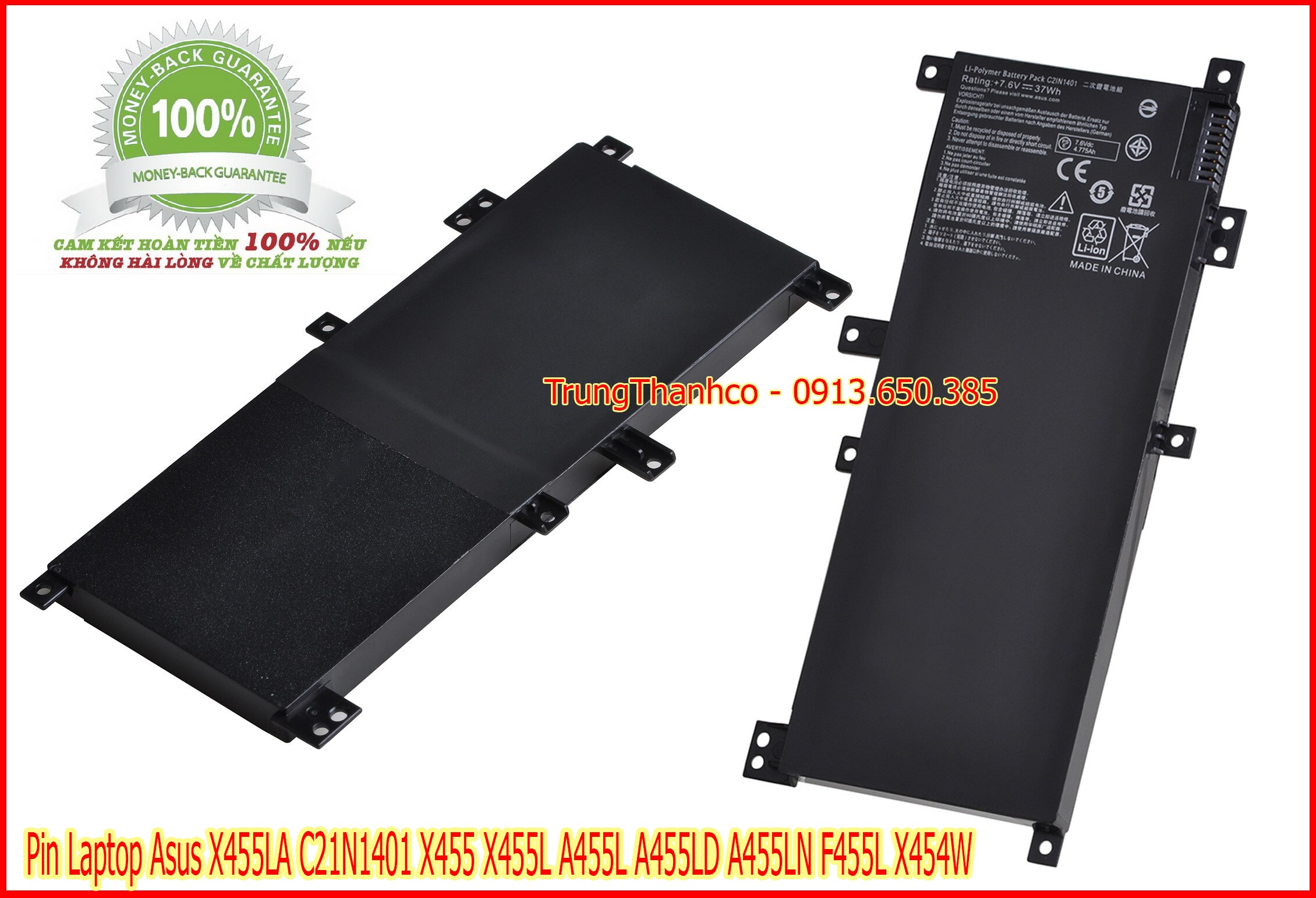 Pin Laptop Asus X455LA C21N1401 X455 X455L A455L A455LD A455LN F455L X454W