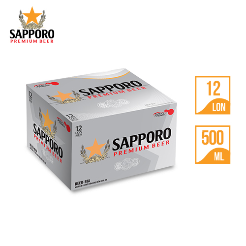 Thùng 12 lon bia Sapporo Premium (500ml/lon)