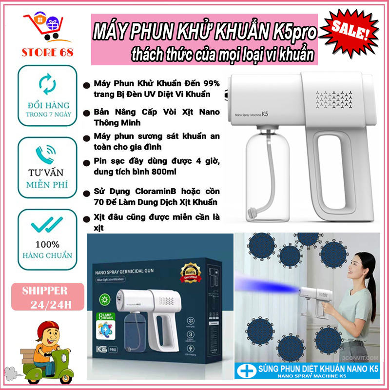 Máy phun khử khuẩn tự động K5pro, máy xịt khử khuẩn cầm tay Nano cao cấp, máy phun sương mini, máy phun khử khuẩn covid công nghệ tia UV diệt 99% vi khuẩn, , máy xịt khuẩn nhỏ gọn tiện hiệu quả an toàn- máy phun sương