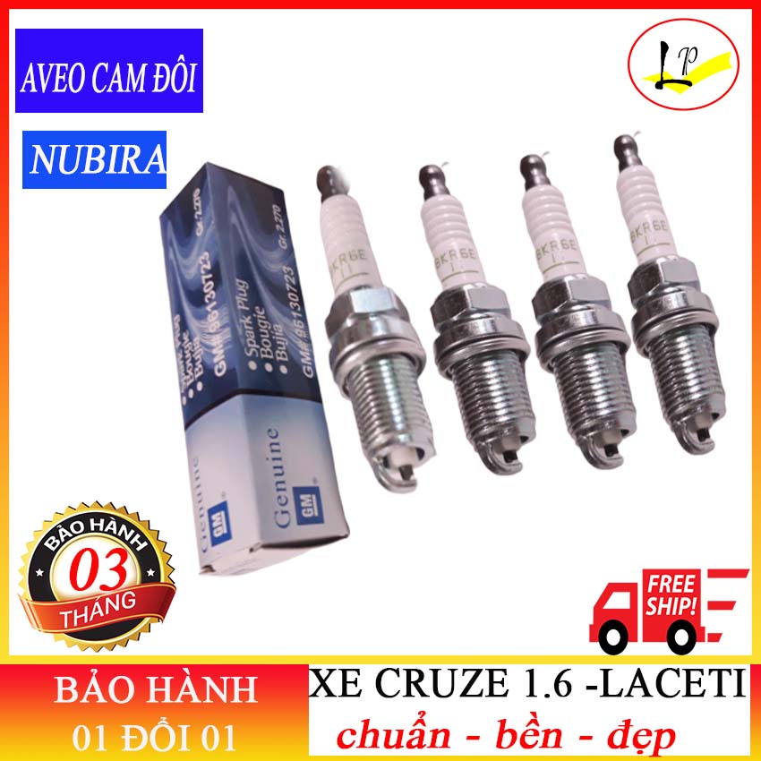 [combo 4] BUGI XE CHEVROLET CRUZE - LACETI -NUBIRA - AVEO CAM ĐÔI MÃ 96130723| hàng xịn - chuẩn gm - bền | bugi ô to, bugi ngk,bugi xe cruze, bugi xe laceti,bugi xe nubira,bugi xe aveo, bugi danh lua,phu tung gm, phu tung xe cruze,