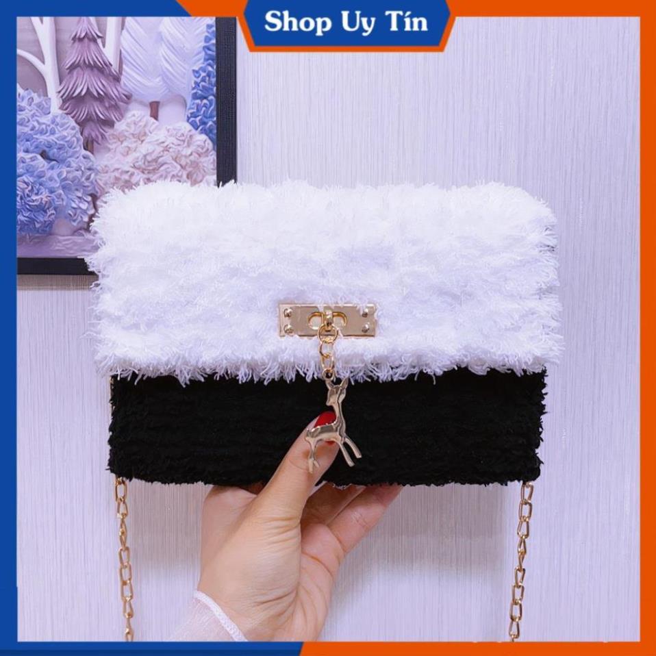 Túi len tự đan phối màu túi đeo chéo handmade - phụ kiện đan túi