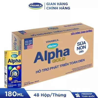 Thùng 48 hộp sữa bột pha sẵn dielac alpha gold iq 180ml