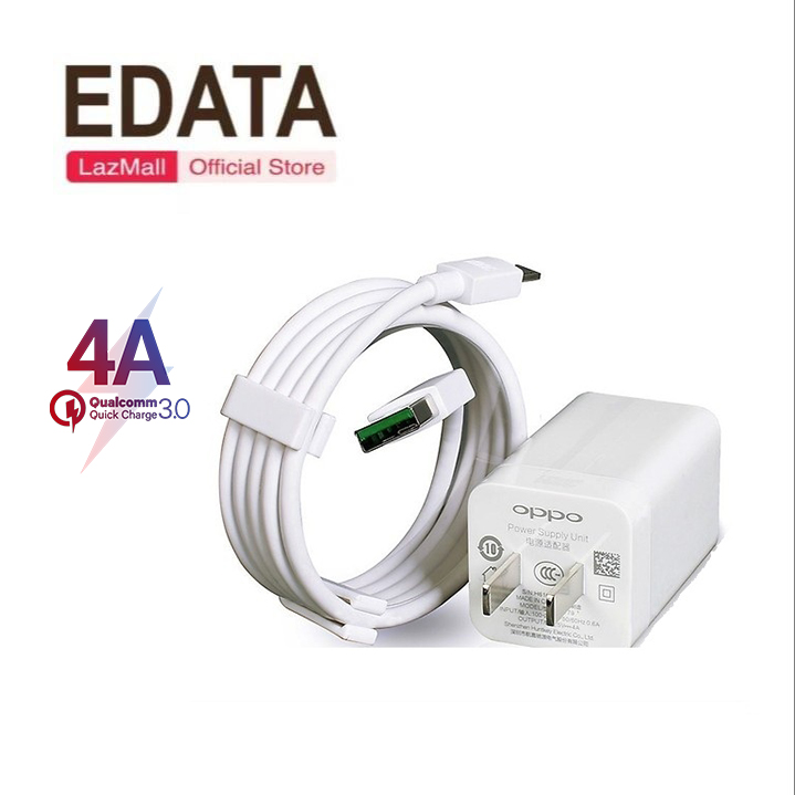 Bộ sạc oppo sạc nhanh 4a vooc chân dẹt 1 cổng usb kèm dây sạc micro dài 1m