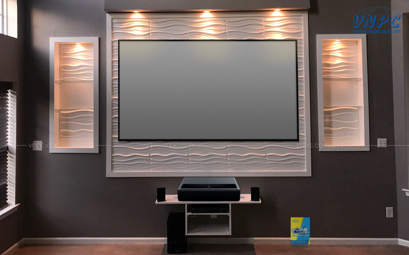 Màn chiếu phản quang dán tường cao cấp, Màn chiếu phản quang 100 inch độ tương phản cao chống ánh sáng có thể gấp gọn màn chiếu
