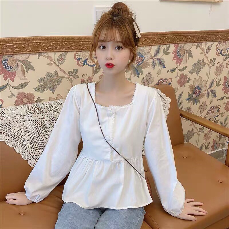 ÁO KIỂU CỔ VUÔNG CÀI NÚT TAY PHỒNG CHẤT VOAN MỀM MỊN KIỂU DÁNG SANG TRỌNG FORM CHUẨN CỰC XINH