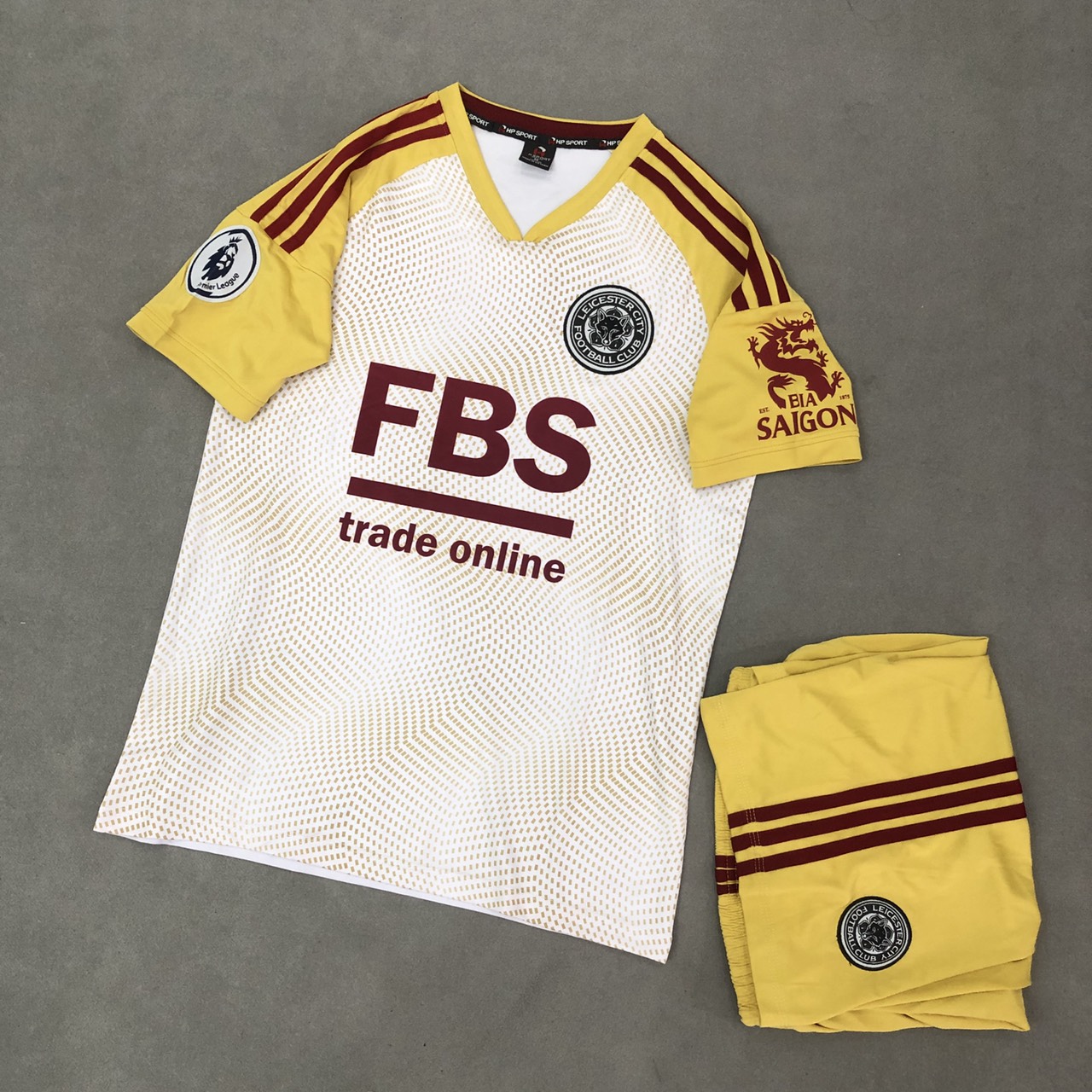 Bộ quần áo đá banh clb leicester city trắng sân khách hp 2023