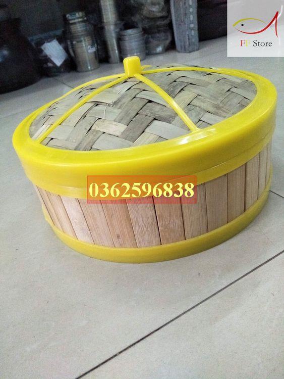 Nồi tre, xửng tre hấp bánh bao, há cảo, rau củ, dimsum kích cỡ 16cm/18cm/20cm/22cm/26cm bằng gỗ bọc nhựa - một bộ bao gồm đáy và nắp
