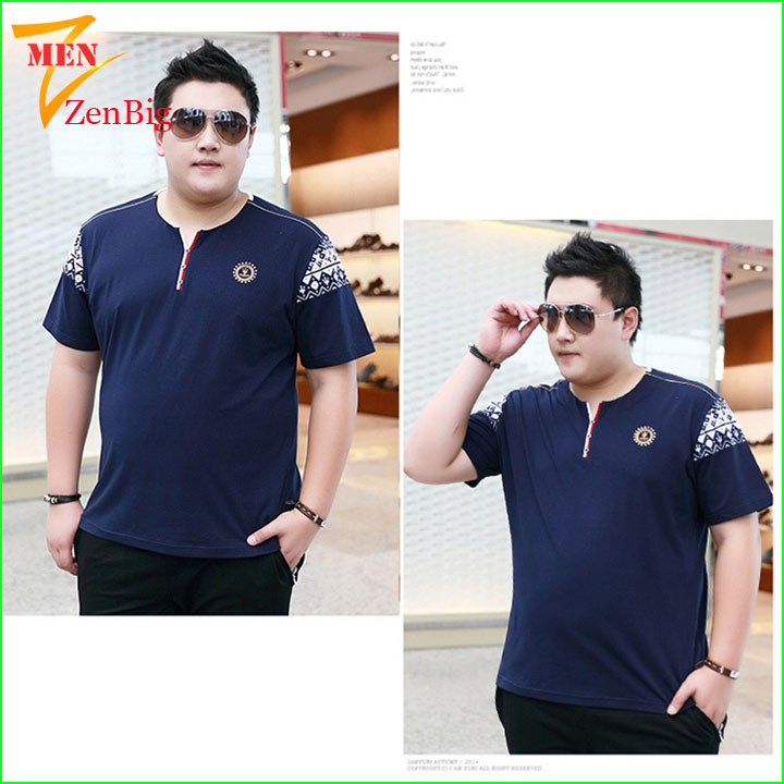 quần áo nam big size, Áo thun nam big size cổ cách điệu chất liệu vải cotton dành cho người béo mập, áo thun nam cho người mập, áo thun nam cho người béo