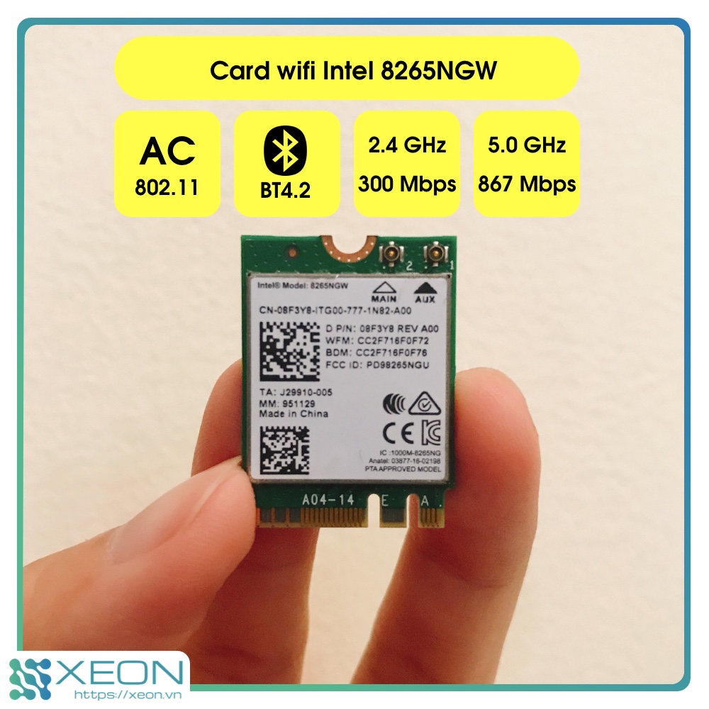 Card wifi intel 8265ngw ac8265 khe m2 có bluetooth