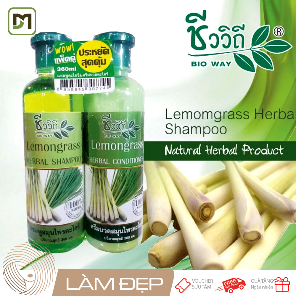 Bộ dầu gội dầu xả tinh dầu sả kích thích mọc tóc Bioway Thái lan chai 720ml