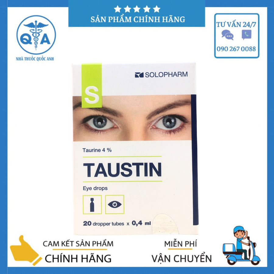 Tép nhỏ mắt taustin solopharm dưỡng mắt, phòng ngừa cận thị hộp 20 tép 0.4 ml