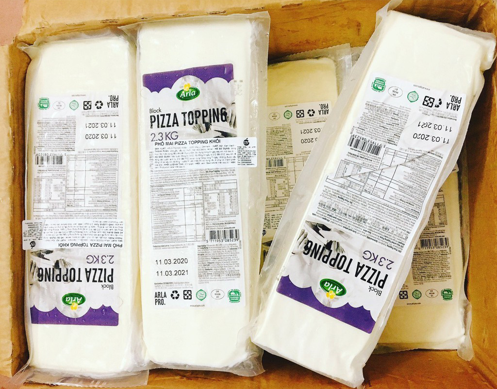 Phô mai khối Tím Pizza Topping Arla - khối 2,3kg (giao tphcm)