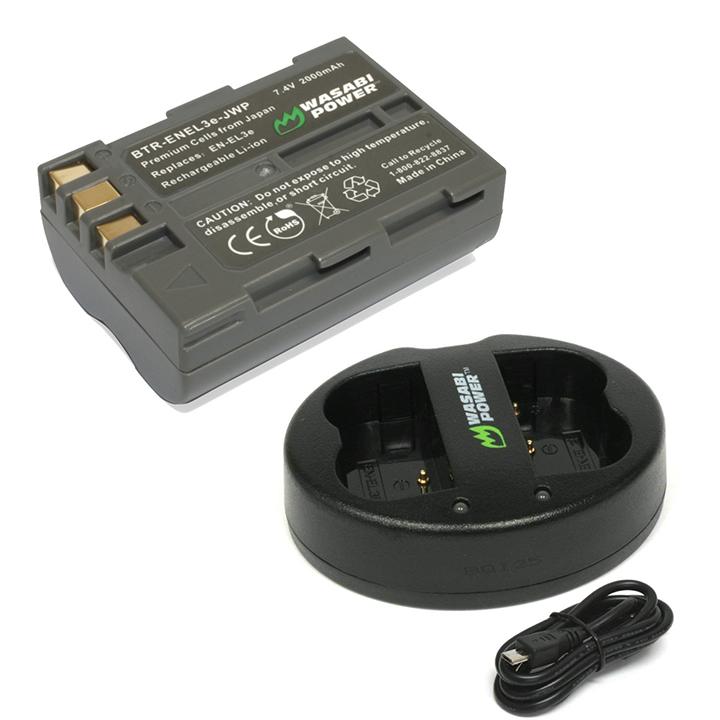 COMBO 1 VIÊN PIN VÀ SẠC ĐÔI WASABI EN-EL3E FOR NIKON D90 D300 D700 D70