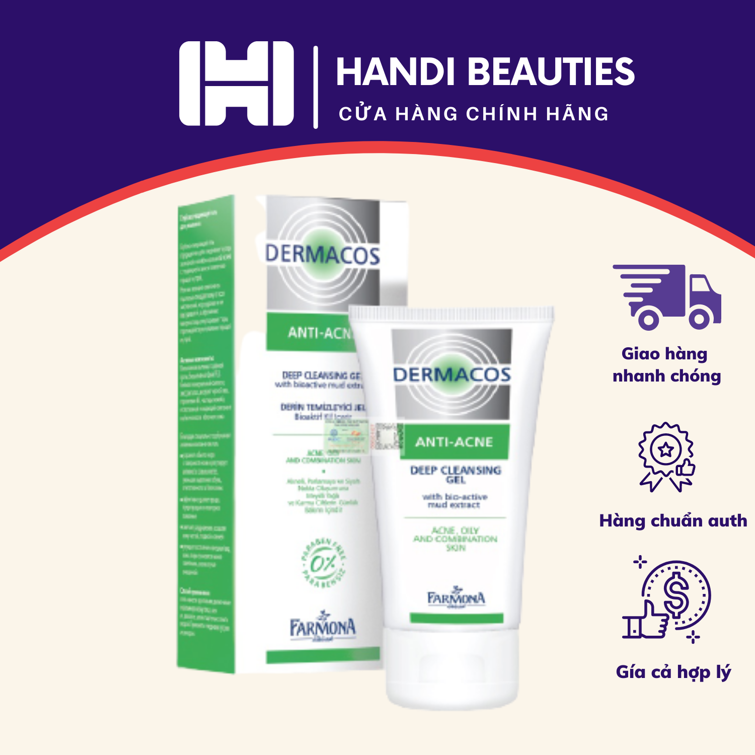 Sữa Rửa Mặt Farmona Dermacos Anti Acne Deep Cleansing Gel 150ml