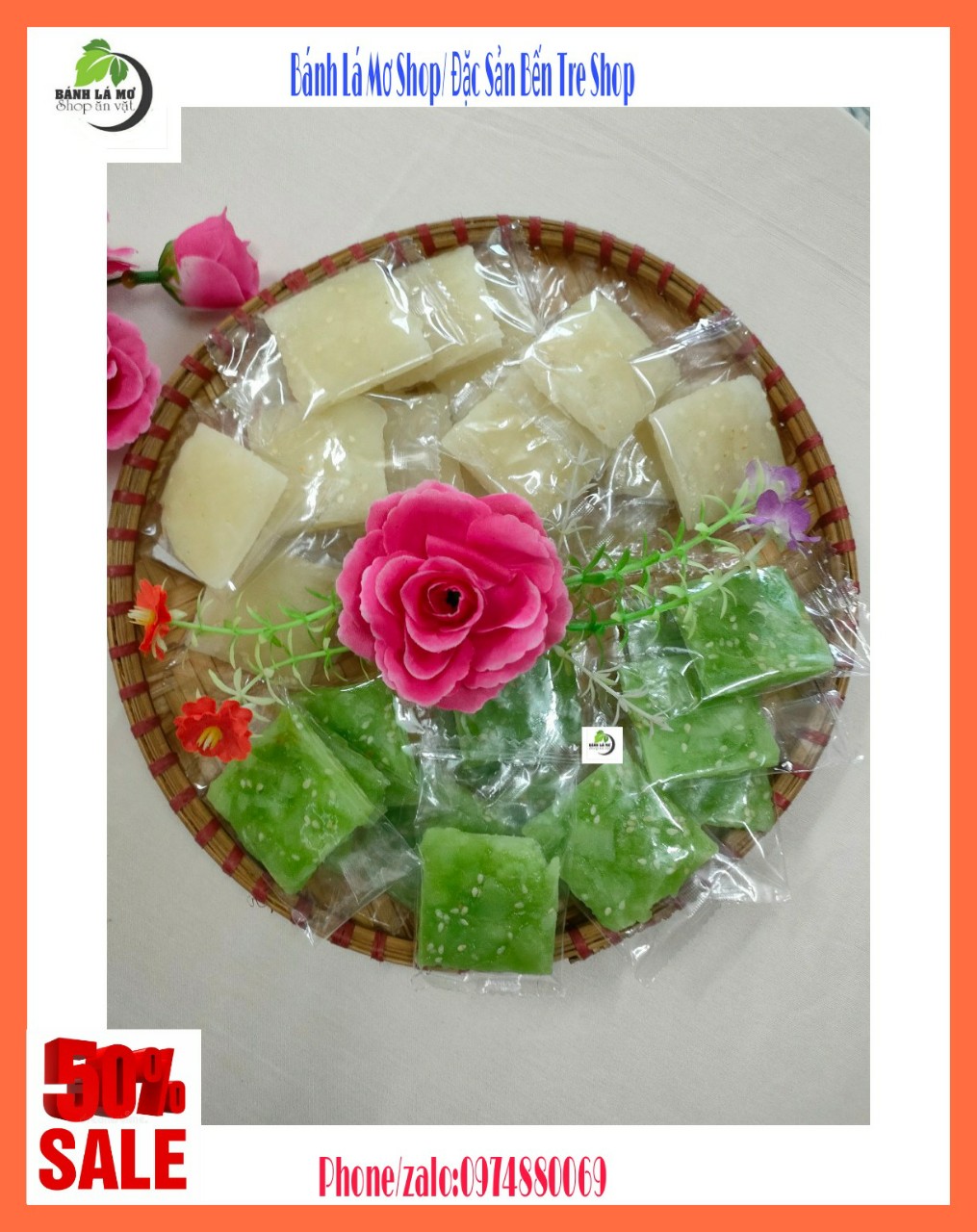 ( FREESHIP) 1kg Kẹo Dừa Non lá dứa Mix 2 Vị  Cực ngon-BÁNH LÁ MƠ SHOP