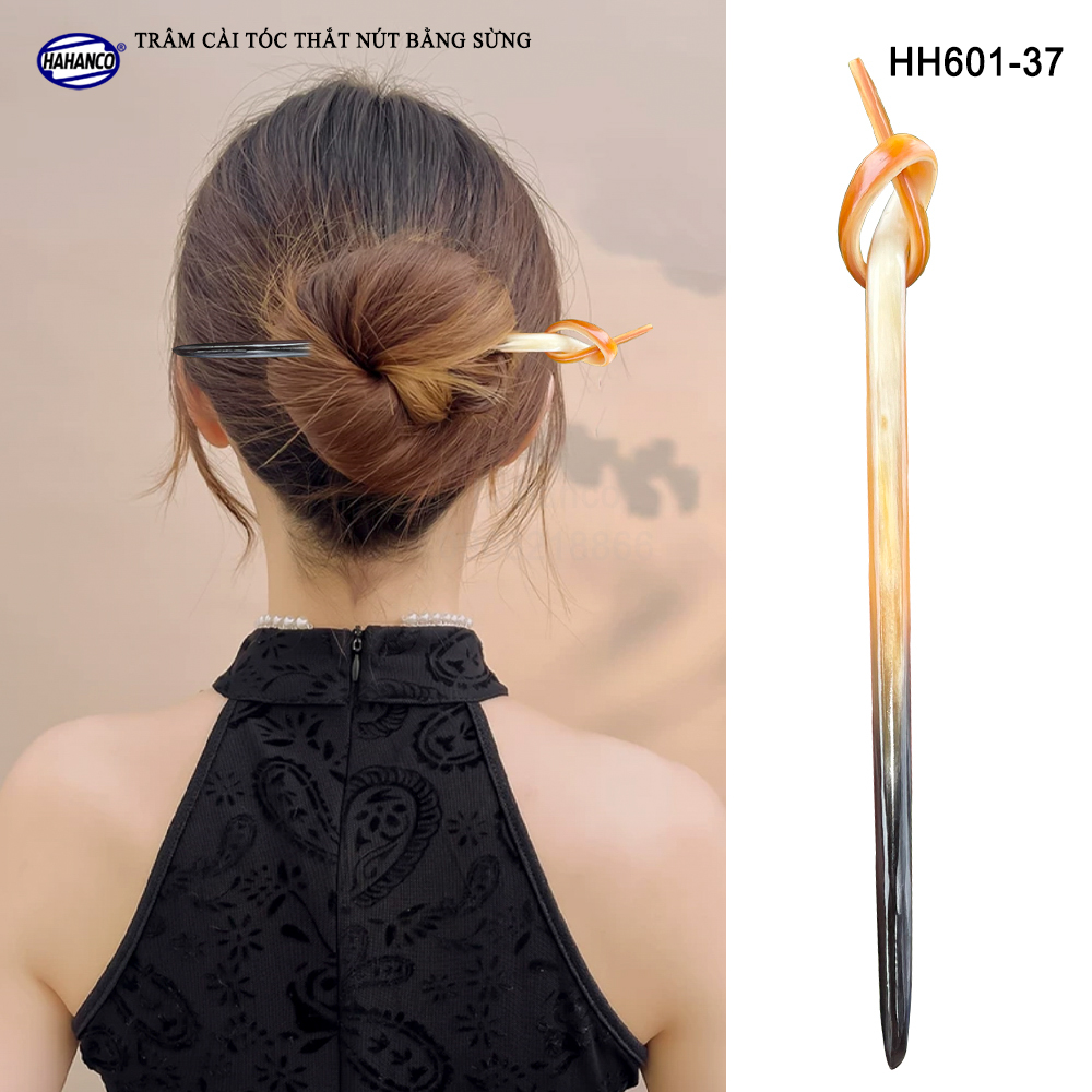 Trâm cài tóc bằng sừng, đầu trâm thắt nút kiểu dáng lạ