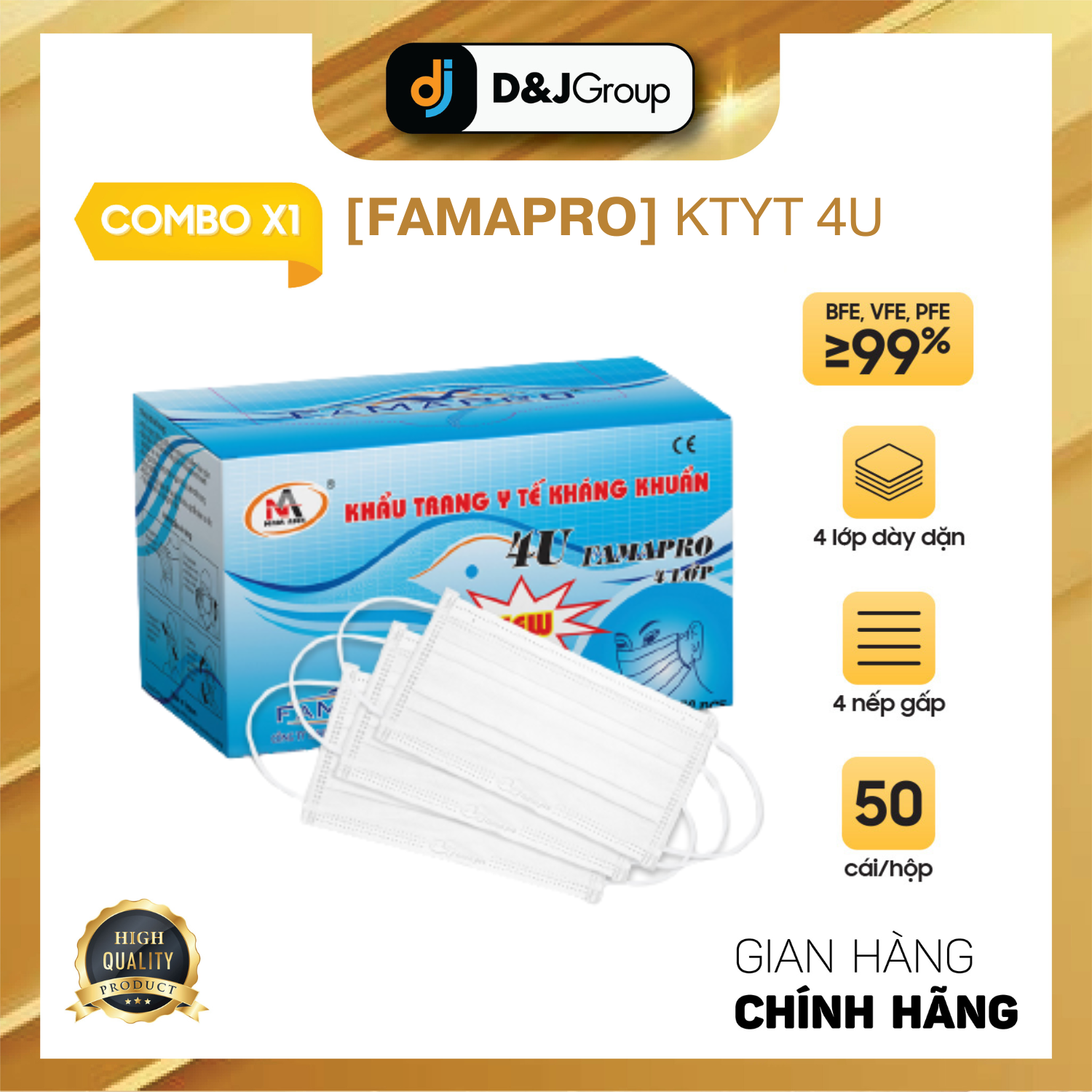 Khẩu trang y tế 4 lớp kháng khuẩn Famapro 4U